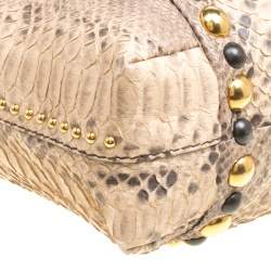 مملوكة مسبقًا Gucci Beige/Brown Python and Leather Large Babouska Heart Tote