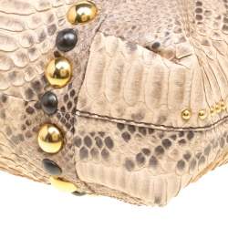 مملوكة مسبقًا Gucci Beige/Brown Python and Leather Large Babouska Heart Tote