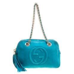 مملوكة مسبقًا Gucci Blue Leather Medium Soho Chain Shoulder Bag