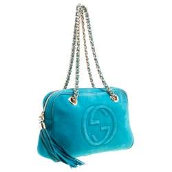 مملوكة مسبقًا Gucci Blue Leather Medium Soho Chain Shoulder Bag
