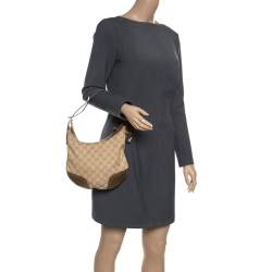 Pre Owned Gucci Beige/Gold GG Canvas and Leather Small Princy Hobo 