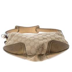 Pre Owned Gucci Beige/Gold GG Canvas and Leather Small Princy Hobo 