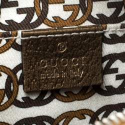 Pre Owned Gucci Beige/Gold GG Canvas and Leather Small Princy Hobo 