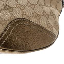 Pre Owned Gucci Beige/Gold GG Canvas and Leather Small Princy Hobo 
