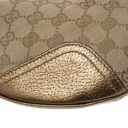 Pre Owned Gucci Beige/Gold GG Canvas and Leather Small Princy Hobo 