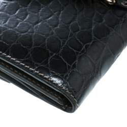 Gucci Grey Crocodile Bamboo New Jackie Continental Wallet