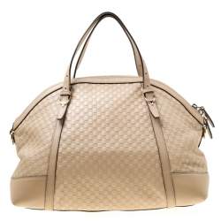 Pre Owned Gucci Beige Microguccissima Leather Medium Nice Top Handle Bag
