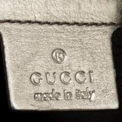 Pre Owned Gucci Metallic Grey Leather Large Hysteria Top Handle Bag