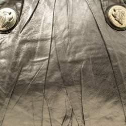 Pre Owned Gucci Metallic Grey Leather Large Hysteria Top Handle Bag