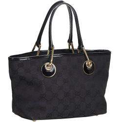 Gucci Black GG Canvas and Leather Tote