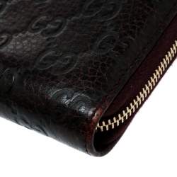 Gucci Burgundy Guccissima Leather Bamboo Tassel Zip Around Wallet