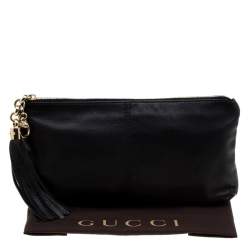 Pre Owned Gucci Black Leather Small Sienna Tassel Clutch