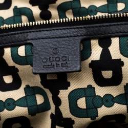 Pre Owned Gucci Black Guccissima Leather Medium Horsebit Pelham Shoulder Bag
