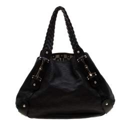 Pre Owned Gucci Black Guccissima Leather Medium Horsebit Pelham Shoulder Bag