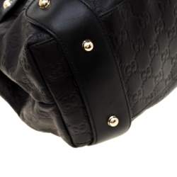 Pre Owned Gucci Black Guccissima Leather Medium Horsebit Pelham Shoulder Bag