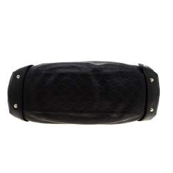 Pre Owned Gucci Black Guccissima Leather Medium Horsebit Pelham Shoulder Bag