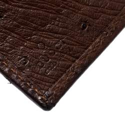 مملوكة مسبقًا محفظة غوتشي كومباكت جلد نعام بنية