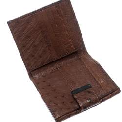 مملوكة مسبقًا محفظة غوتشي  كومباكت جلد نعام بنية