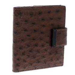 مملوكة مسبقًا محفظة غوتش ي كومباكت جلد نعام بنية