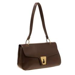 Pre Owned Gucci Brown Leather Shoulder Bag