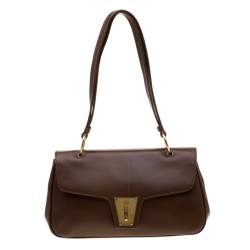 Pre Owned Gucci Brown Leather Shoulder Bag