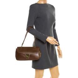 Pre Owned Gucci Brown Leather Shoulder Bag