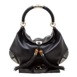 مملوكة مسبقًا حقيبة غوتشي بابوسكا كبيرة جلد سوداء