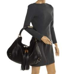 مملوكة مسبقًا حقيبة غوتشي بابوسكا كبيرة جلد سوداء