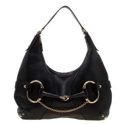 Gucci Black Leather Heritage Horsebit Hobo