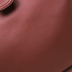 Pre Owned Gucci Solid Peach Leather Bold Bamboo Top Handle Bag