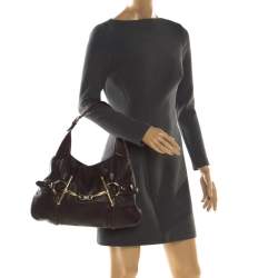 مملوكة مسبقًا حقيبة غوتشي بريدال بيت ذكري 85 جلد غوتشيسيما بنية داكنة