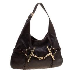 مملوكة مسبقًا حقيبة غوتشي بريدال بيت ذكري 85 جلد غوتشيسيما بنية داكنة