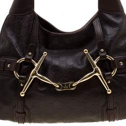 مملوكة مسبقًا حقيبة غوتشي بريدال بيت ذكري 85 جلد غوتشيسيما بنية داكنة