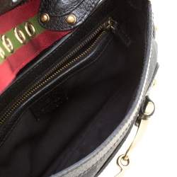 مملوكة مسبقًا حقيبة كتف غوتشي رانواي بلهام مرصعة جلد وكانفاس GG سوداء