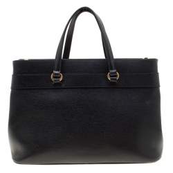 Pre Owned Gucci Black Leather Medium Bright Bit Top Handle Bag
