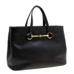 Pre Owned Gucci Black Leather Medium Bright Bit Top Handle Bag