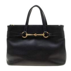 Pre Owned Gucci Black Leather Medium Bright Bit Top Handle Bag