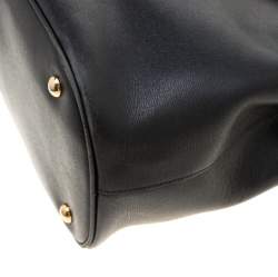 Pre Owned Gucci Black Leather Medium Bright Bit Top Handle Bag