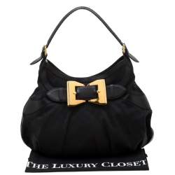 Pre Owned Gucci Black GG Canvas and Leather Queen Hobo