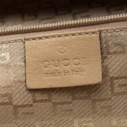Gucci Beige Leather Web Strap Hobo 