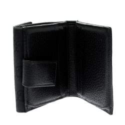 Pre Owned Gucci Black Studded GG Canvas and Leather Mini French Wallet