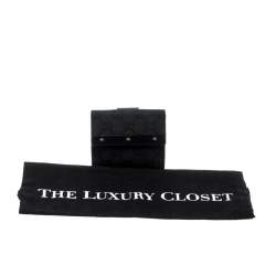 Pre Owned Gucci Black Studded GG Canvas and Leather Mini French Wallet