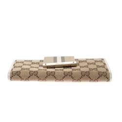 Gucci Beige/White GG Canvas and Leather Web Original Continental Wallet