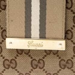 Gucci Beige/White GG Canvas and Leather Web Original Continental Wallet