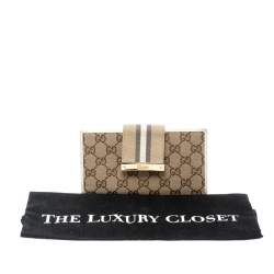Gucci Beige/White GG Canvas and Leather Web Original Continental Wallet