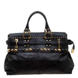 مملوكة مسبقًا Gucci Black Leather Babouska Belted Tote
