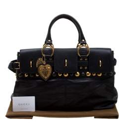 مملوكة مسبقًا Gucci Black Leather Babouska Belted Tote