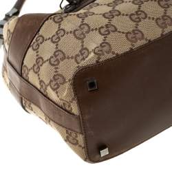 مملوكة مسبقًا Gucci Beige/Brown GG Canvas and Leather Front Zip Shoulder Bag