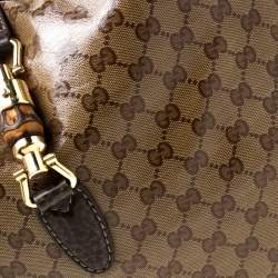 مملوكة مسبقًا Gucci Brown GG Crystal Canvas and Leather Large New Jackie Hobo