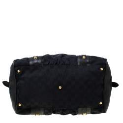 مملوكة مسبقًا Gucci Black GG Canvas and Leather Interlocking Boston Bag